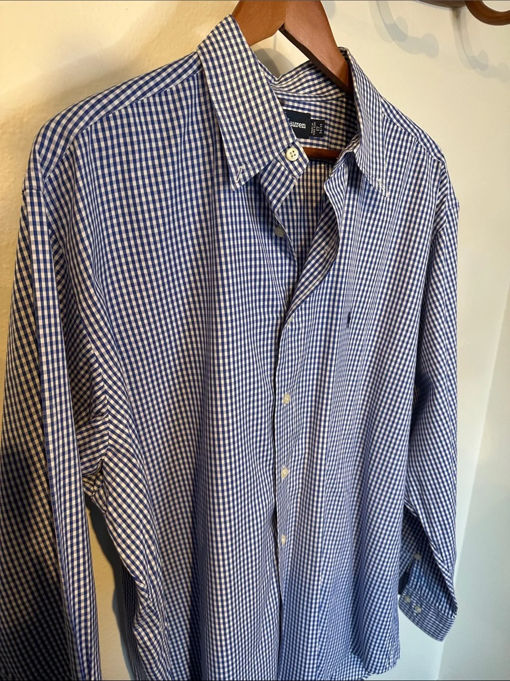 Yarmouth Polo by Ralph Lauren Blue White Gingham Button-Down Shirt
